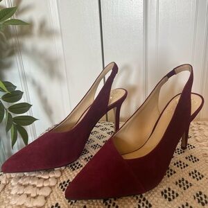 Vince Camuto Burgundy Suede Slingback Heels